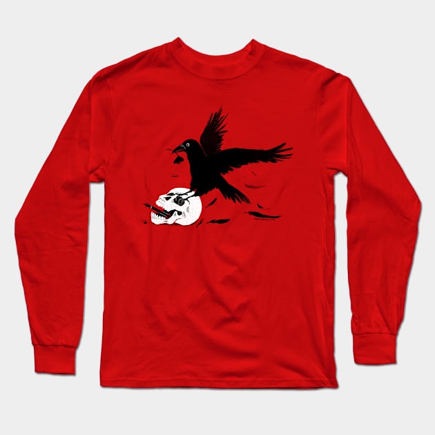 Skull and Crow Long Sleeve T-Shirt by SarahWrightArt